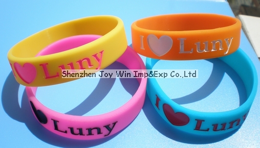 Promotional Silicone Wrist Band,Debossed Color Filled Logo