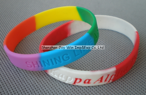 Rubber Wrist Band,Debossed Color Filled Wristband