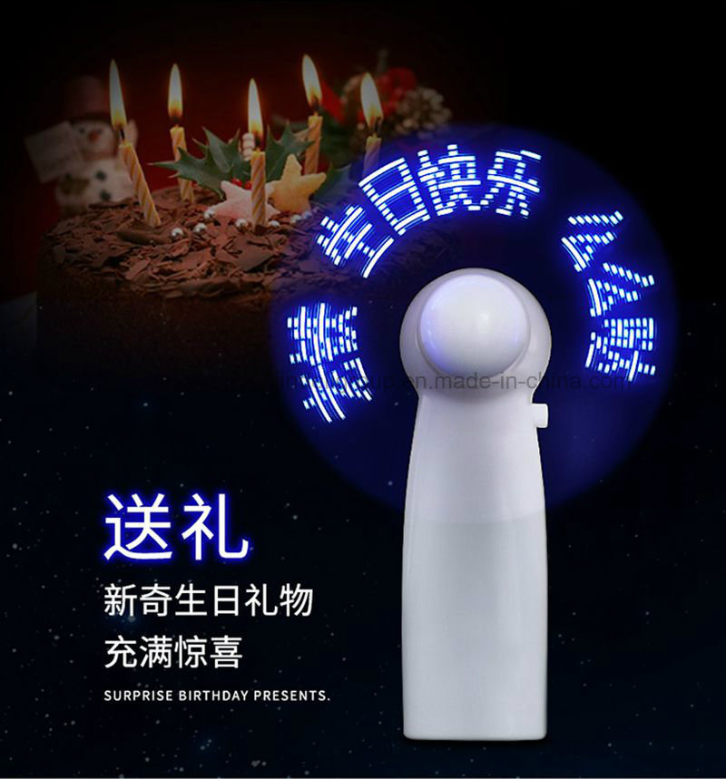 Flashing Fan Mini Light Battery Handhold Fan for Birthday Gift