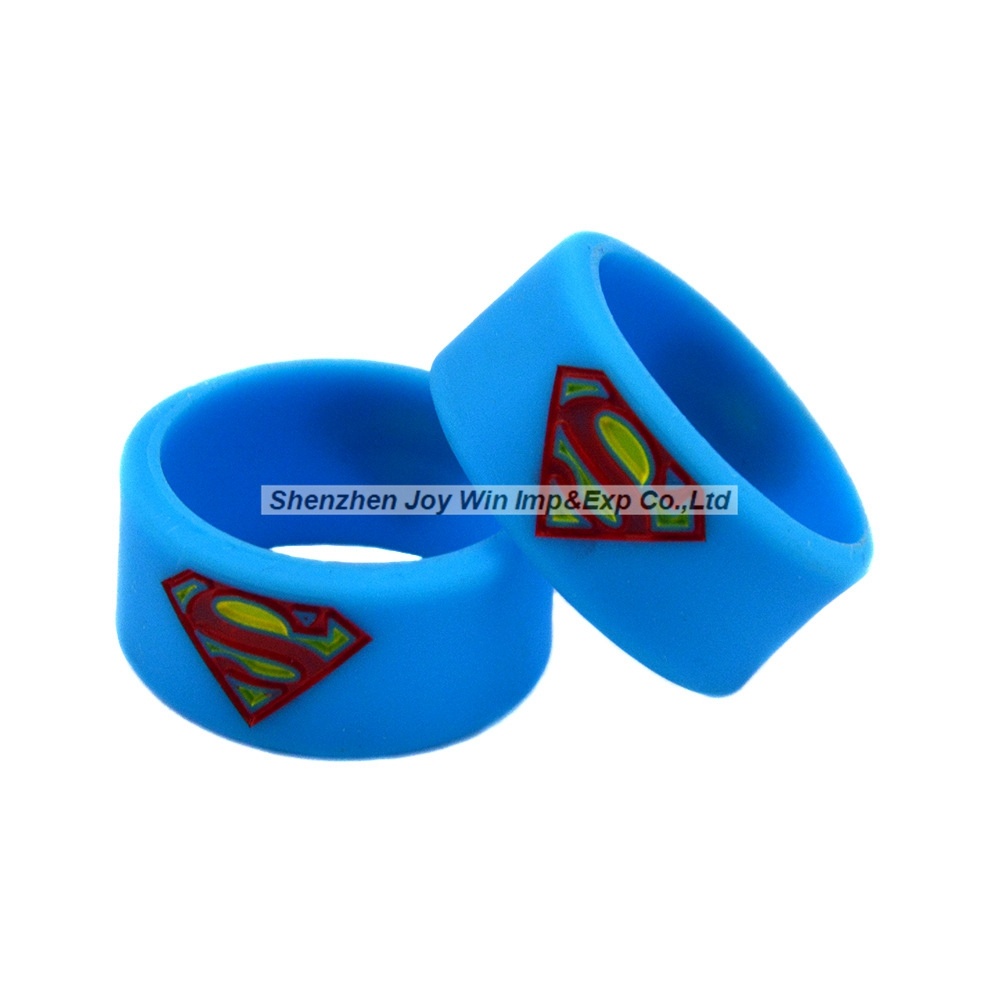 Promotional Debossed Filled Ink Silicone Fingered Ring Superman Wristband