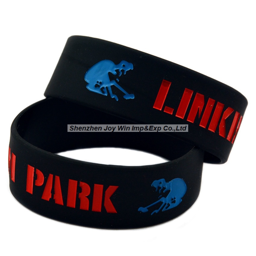 Wide Debossed Filled Ink Silicone Bracelets Linkin Park Fans Wristbands