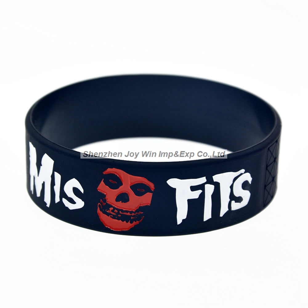 Silkscreen and Debossed Filled Ink Silicone Bracelets Misfits Silicone Wristband