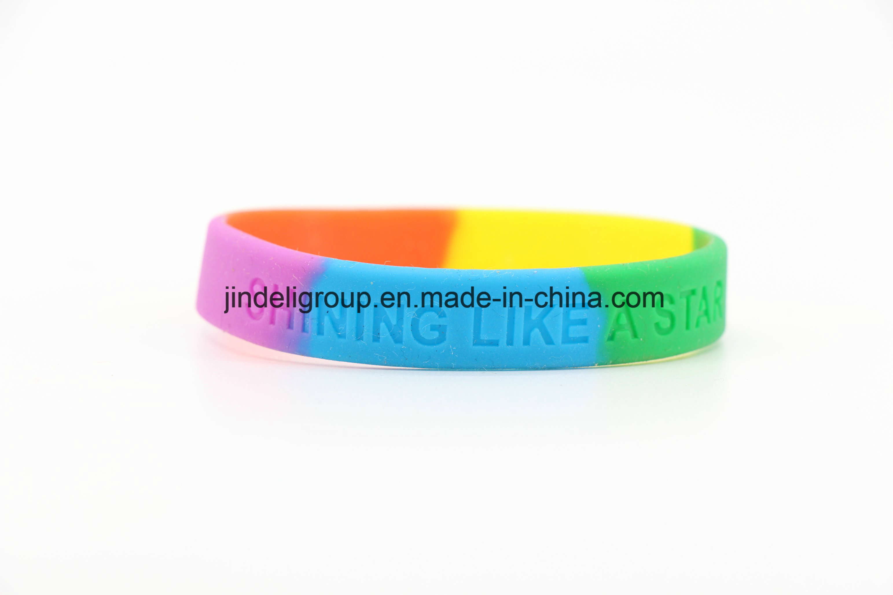Fashion Rainbow Segment Silicone Wristband Custom Colorful Segment Bracelet