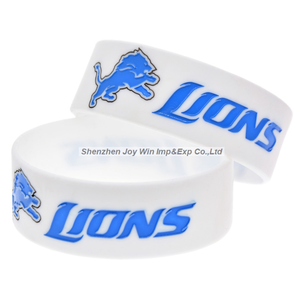 Hot Selling Wide Detroit Lions Silicone Bracelet for Basketball Match
