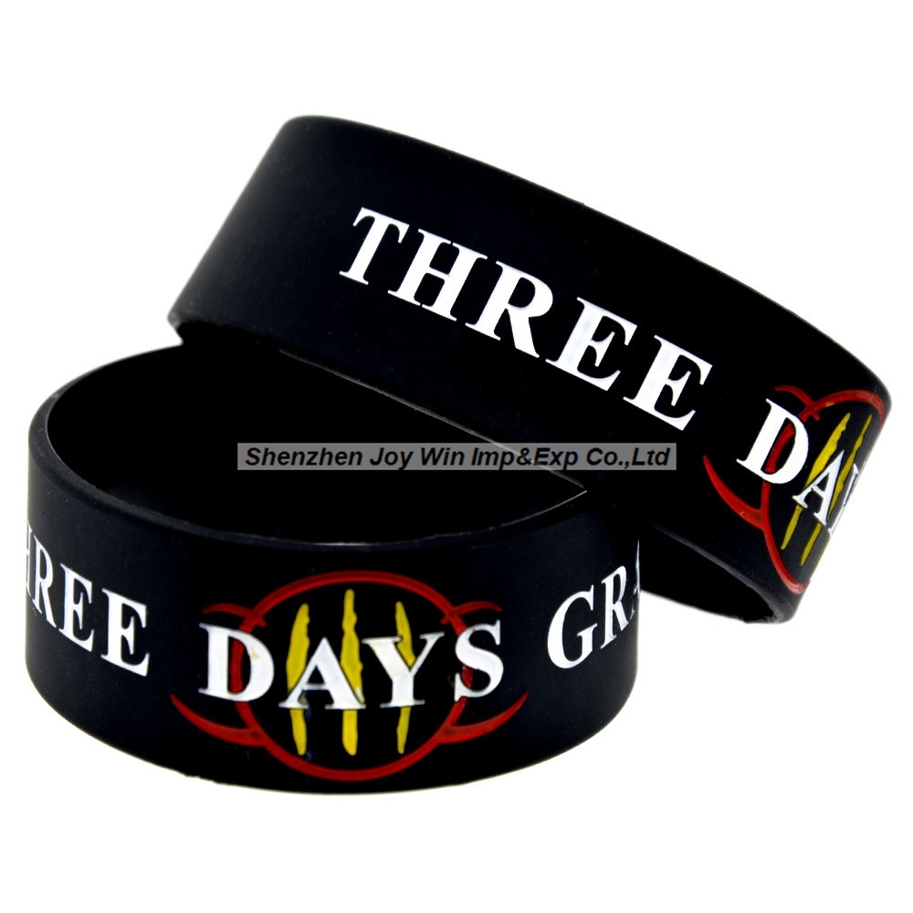 Promotional Imprinted Debossed Filled Silicone Wristband Three Days Grace Bracelets