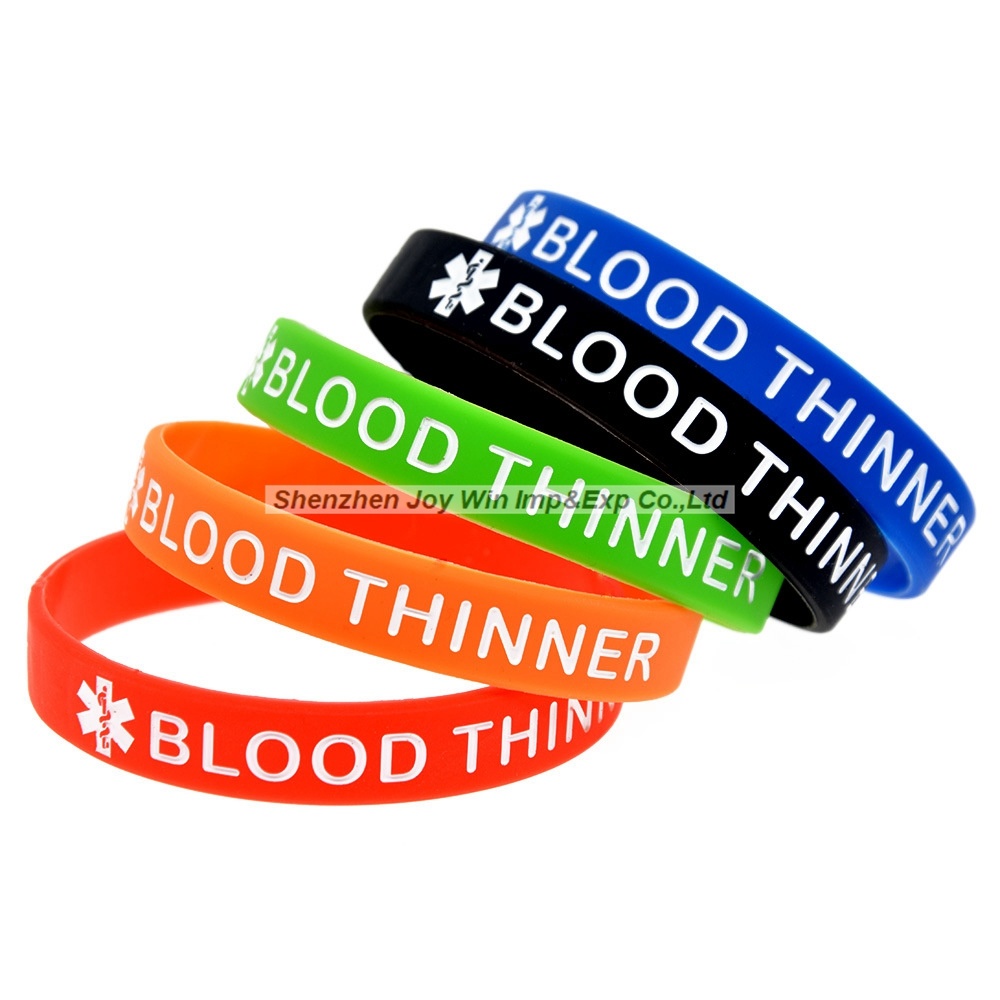 Debossed Filled Ink Silicone Bracelets Blood Thinner Silicone Wristband