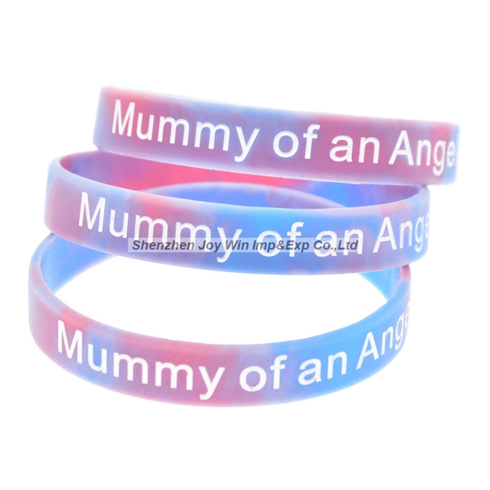 Swirl Debossed Filled Ink Silicone Bracelets for Mother′s Day