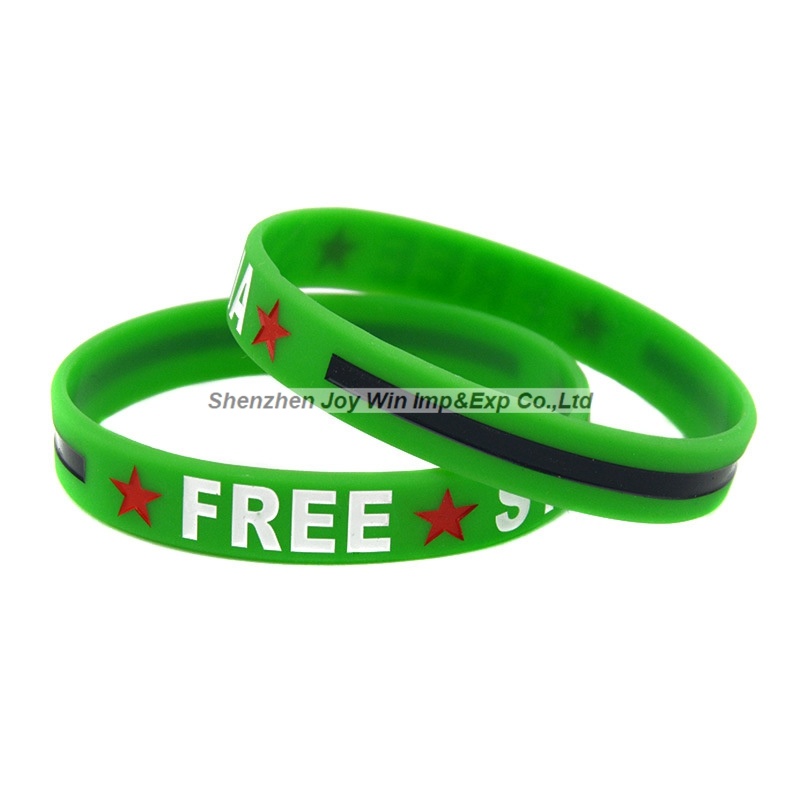Debossed Filled Ink Silicone Bracelets Free Syria Support Wristbands