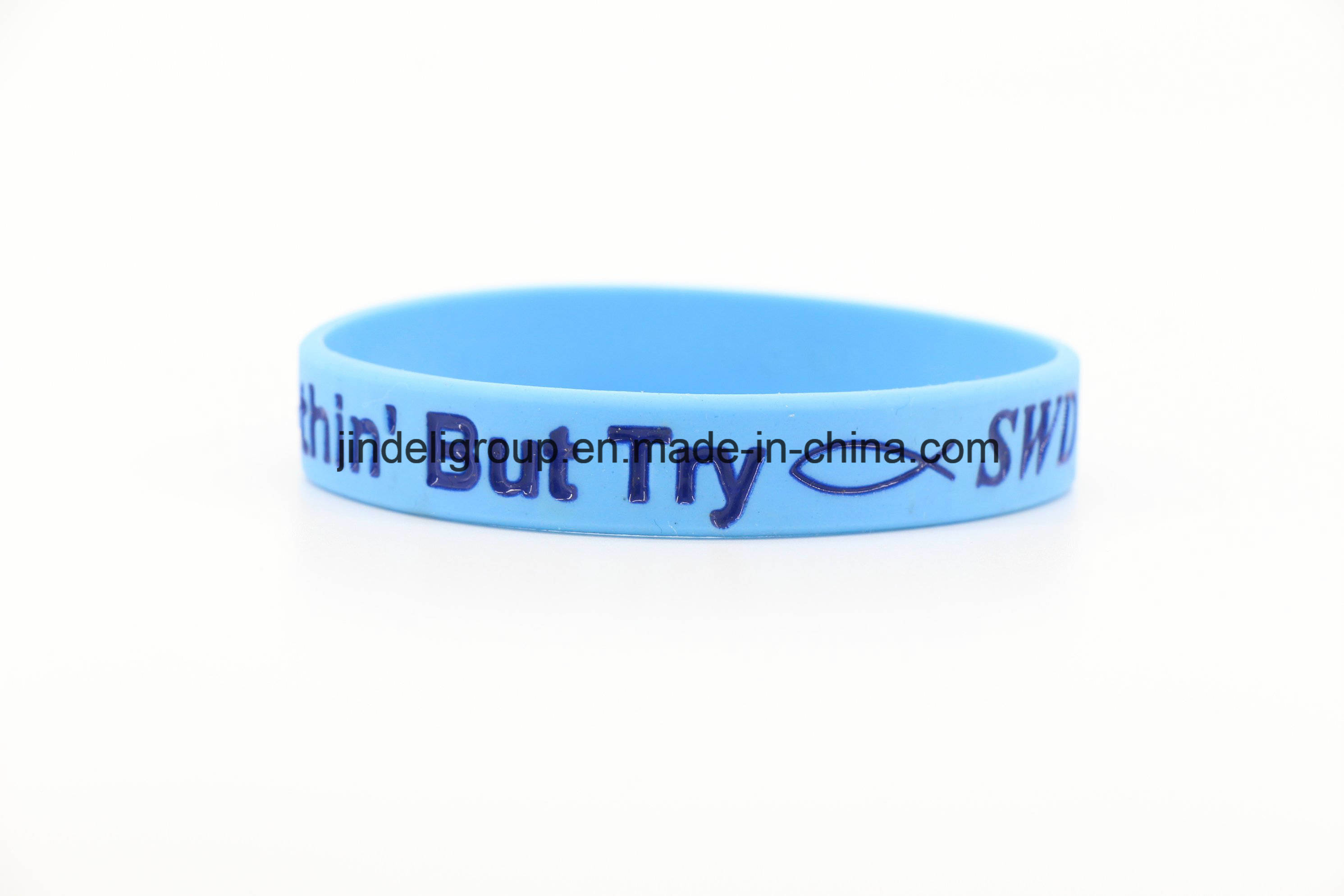 Debossed Color Filled Silicone Wristband Rubber Band for Sports
