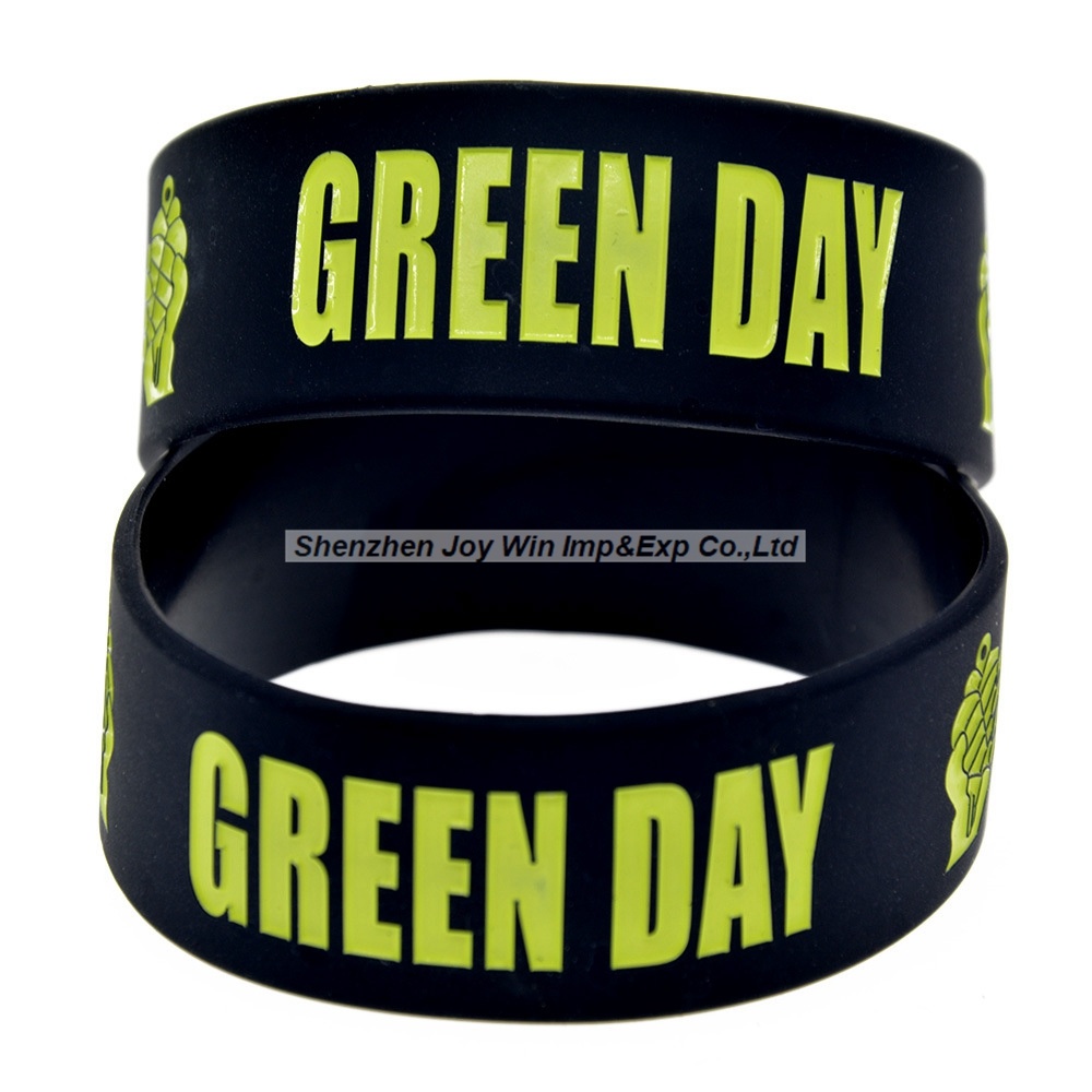 Debossed Filled Silicone Wristband Green Day Punk Music Silicone Bracelet