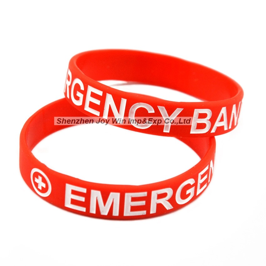 Debossed Filled Ink Silicone Bracelets Emergency Wristband