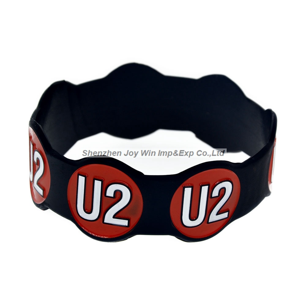 Debossed Filled Ink Silicone Bracelets U2 Irish Rock Band Fan Wristband