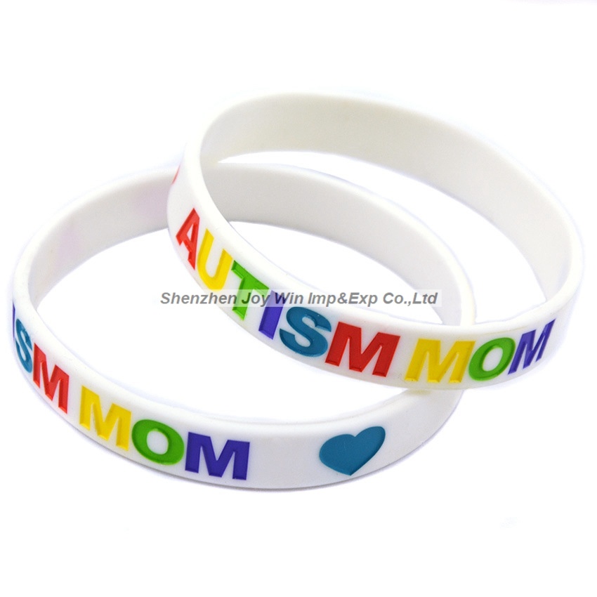 Debossed Filled Ink Autism Dad and Mom Warning Silicone Wristband