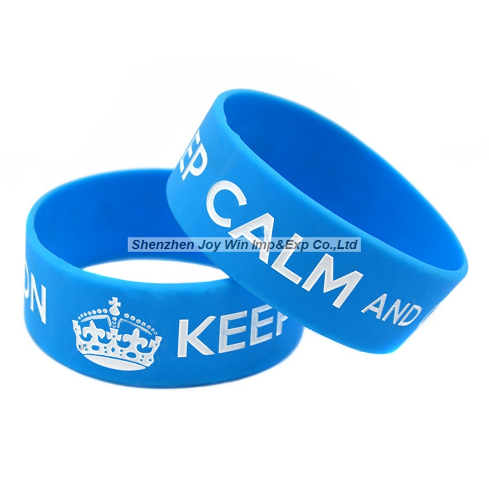 Debossed Filled Ink Silicone Bracelets Keep Calm Keep Carry on Encourage Wristband