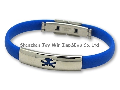 Silicone Metal Bracelet with Stainless Steel Clasp for Promotional Gift
