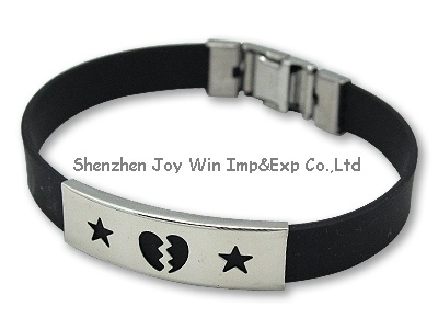 Promotional Silicone Metal Bracelet with Stainless Steel Clip