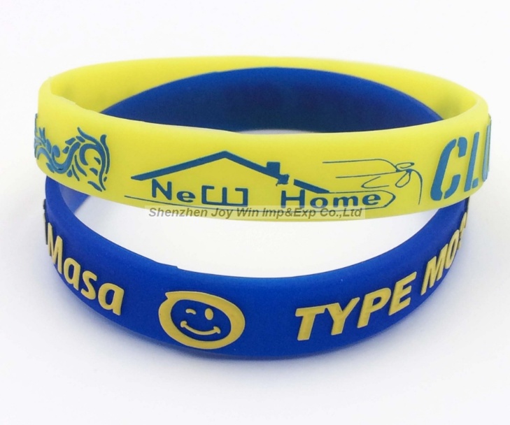 Promotional Embossed+Silkscreen Silicone Bracelets