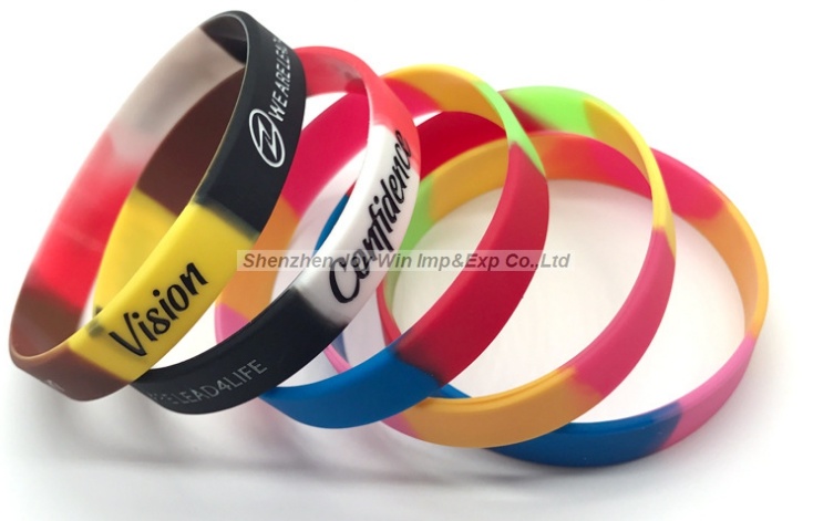 Colorful Swirl Debossed Filled Color Silicone Bracelets