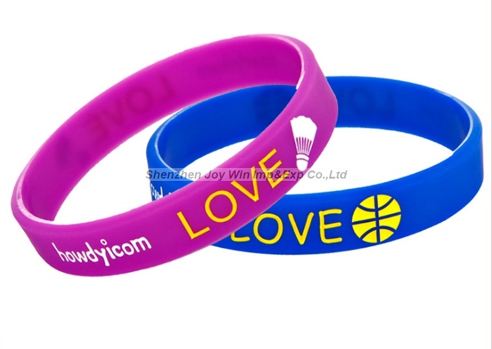 Cutomized Silkscreen Silicone Bracelets for Sports Game