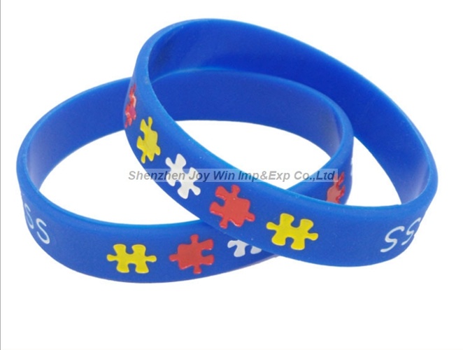 Customized Logo Debossed Filled Color Silicone Bracelets