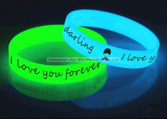 Glow in Dark Silkscreen Silicone Bracelets for Girlfriend