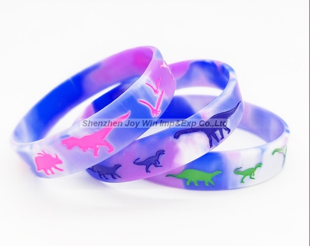 Swirl Silicone Bracelet, Debossed Color Filled Logo Silicone Band
