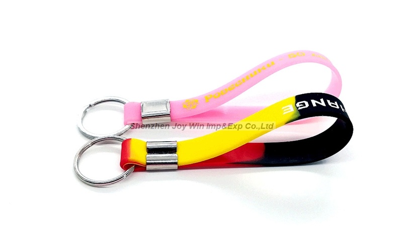 Debossed Filled Color Silicone Key Chains for Promotion