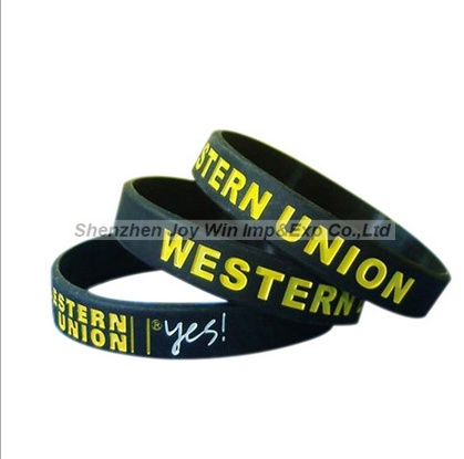 Promotional Silicone Wrist Band, Debossed Color Filled Logo