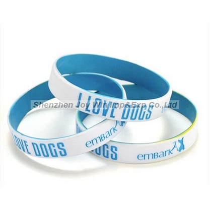 Promotional Dual Layer Debossed Filled Silicone Bracelets