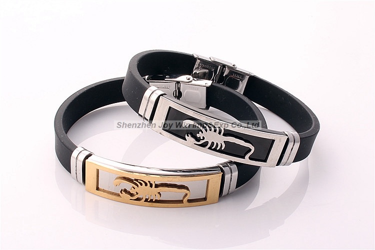 Promotional European Style Scorpion Silicone Metal Bracelet