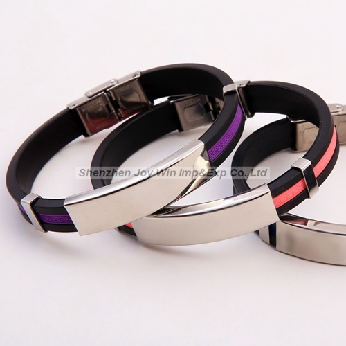 Silicone Stainless Steel Bracelet for Wholesale