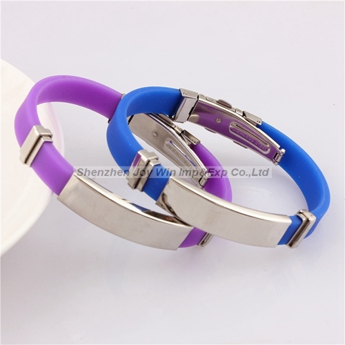 Promotional Customized Logo Metal Silicone Bracelet for Fair Gift