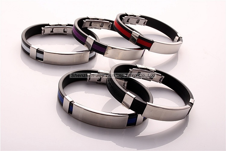 Silicone Metal Lasing Bracelet for Wholesale