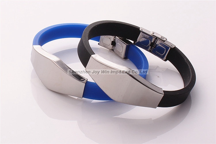 New Style Silicone Stainless Steel Bracelet Lasing Logo