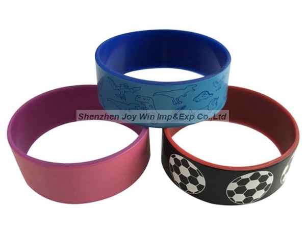 Promotional Silkscreen Silicone Wide Bracelet for Sports