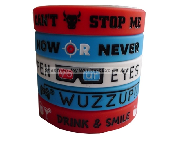 Promotional Debossed Filled Silicone Bracelets for Sports