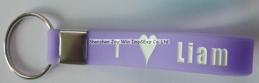Promotional Debossed Filled Silicone Wristband Key Tag