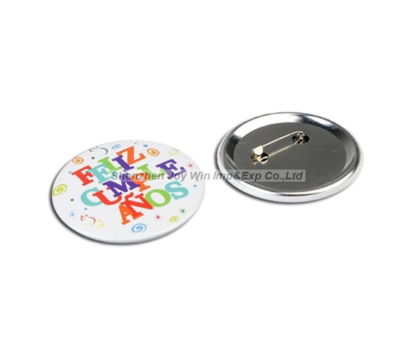Promotional Custom Round Tin Lepel Pin with Butterfly Clasp