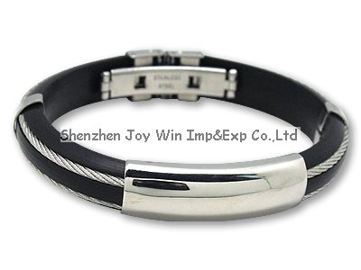 New Silicone Metal Bracelet with Stainless Steel Clasp